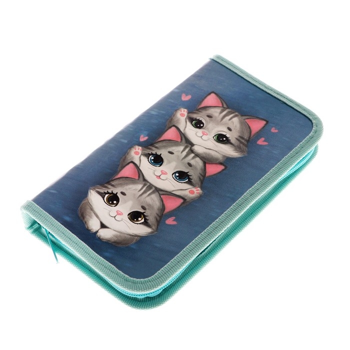 Пенал 1 секция 115 х 205 х 30 мм, Calligrata Пенал 1 секция 115 х 205 х 30 мм, Calligrata "Котики", ламинированный картон