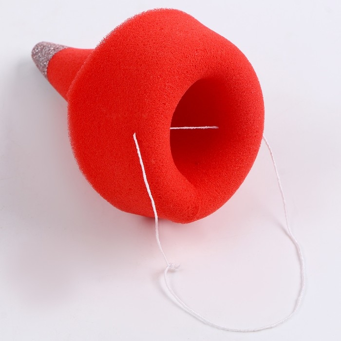 Карнавальный колпак «Клоун» на резинке, красный, поролон Карнавальный колпак «Клоун» на резинке, красный, поролон