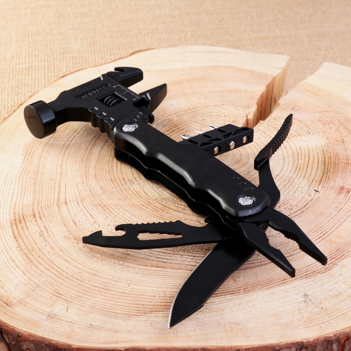 Мультитул 13в1 с плоскогубцами и разводным ключом, черный