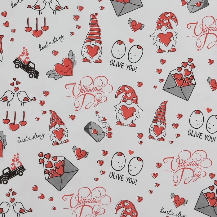 Бумага упаковочная крафт "Olive you", 0,55 х 10 м, 40 г/м2