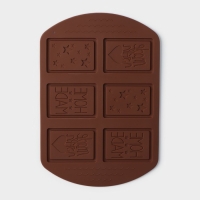 Форма для шоколада Доляна Home made, силикон, 26&times;18&times;0,5 см, 6 ячеек (7,5&times;5,2 см), цвет МИКС