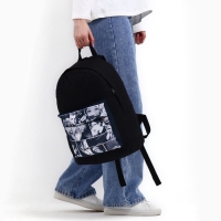 Рюкзак школьный молодёжный &laquo;Аниме&raquo;, 33х13х37, отдел на молнии, н/карман, чёрный