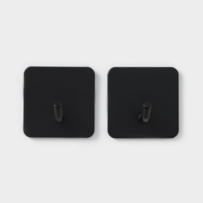 Крючки самоклеящиеся St&ouml;lz &laquo;Квадрат&raquo;, 2 шт, металл, цвет чёрный