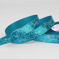 Лента атласная &laquo;Звёзды&raquo;, 15 мм, 23 &plusmn; 1 м, цвет голубой №047