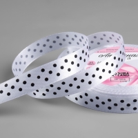 Лента атласная &laquo;Горошек&raquo;, 15 мм &times; 23 &plusmn; 1 м, цвет белый №001