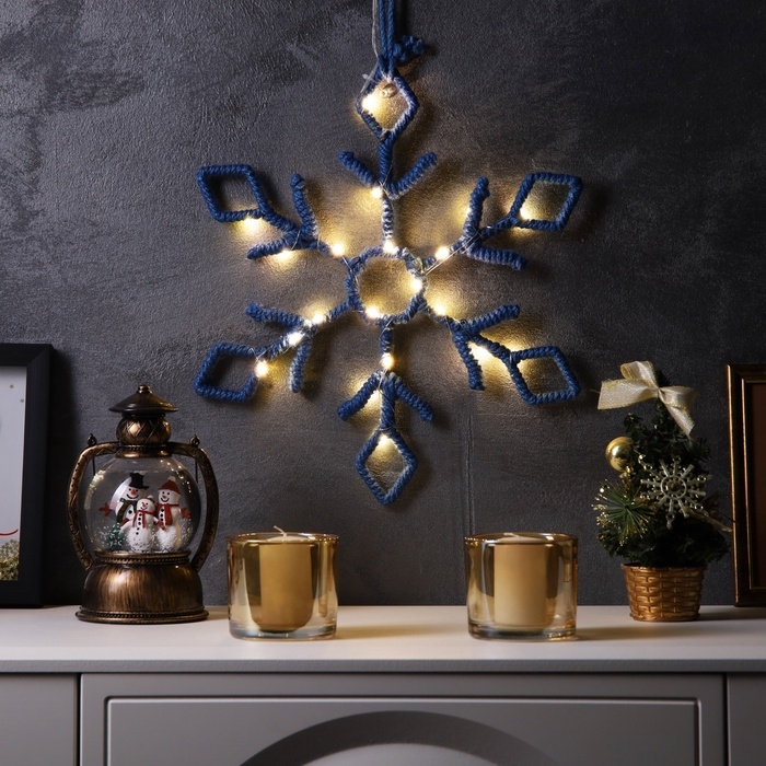 Светодиодная фигура &laquo;Снежинка синяя&raquo; 39 см, 20 LED, батарейки AAx2 (не в комплекте), свечение теплое белое