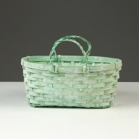 Корзина плетеная, 26 х 13 х 11 см, зелёная, бамбук Корзина плетеная, 26 х 13 х 11 см, зелёная, бамбук