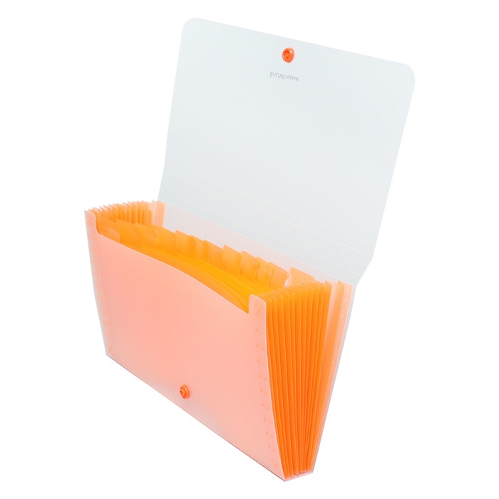 Папка-картотека А4 на кнопке 13 отделений, ErichKrause, Matt Neon, пластик прозрачный, микс