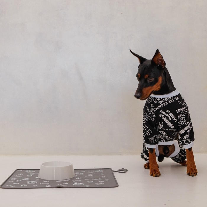 Коврик силиконовый под миску &laquo;Паттерн&raquo;, 30х40 см, серый