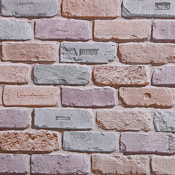 Бумажные обои Кирпичи 301-02, 0,53х10,05м, розовый/сиреневый/серый Бумажные обои Кирпичи 301-02, 0,53х10,05м, розовый/сиреневый/серый