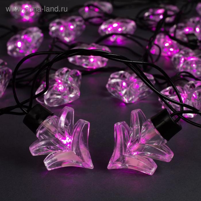 Гирлянда &laquo;Нить&raquo; 5 м с насадками &laquo;Ёлка&raquo;, IP44, тёмная нить, 40 LED, свечение розовое, 8 режимов, 220 В