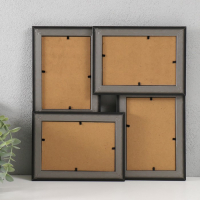 Фоторамка пластик на 4 фото 10х15 см "Аврора" черная 31,5х31,5 см