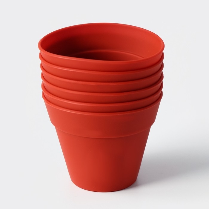 Набор форм для выпечки Доляна &laquo;Цветочные горшочки&raquo;, силикон, 7&times;5,5 см, 6 шт, цвет красный