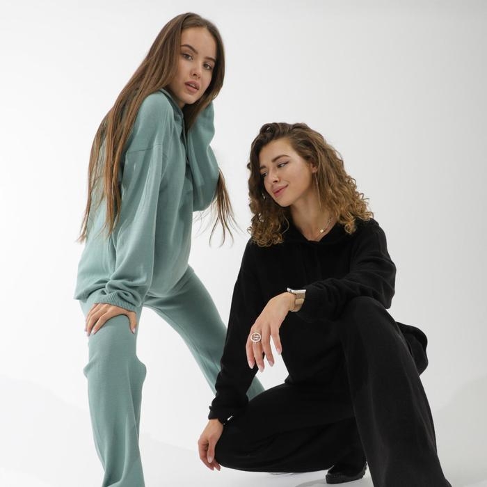 Костюм вязаный SL, с капюшоном, 42-44, чёрный Костюм вязаный SL, с капюшоном, 42-44, чёрный