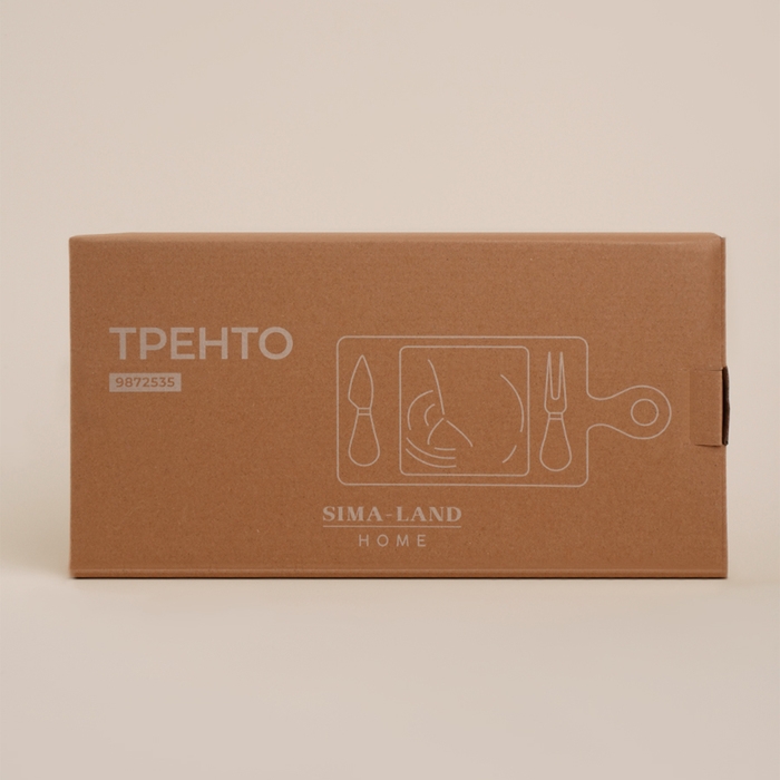 Набор для подачи сыра SL Home «Тренто», 35×18 см, 4 предмета: доска фарфоровая, подставка деревянная, нож, вилка Набор для подачи сыра SL Home «Тренто», 35×18 см, 4 предмета: доска фарфоровая, подставка деревянная, нож, вилка