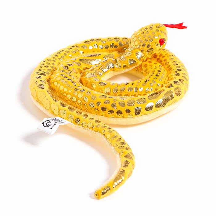 Мягкая игрушка &laquo;Змея&raquo;, цвет жёлтый, с золотыми вставками, 80 см