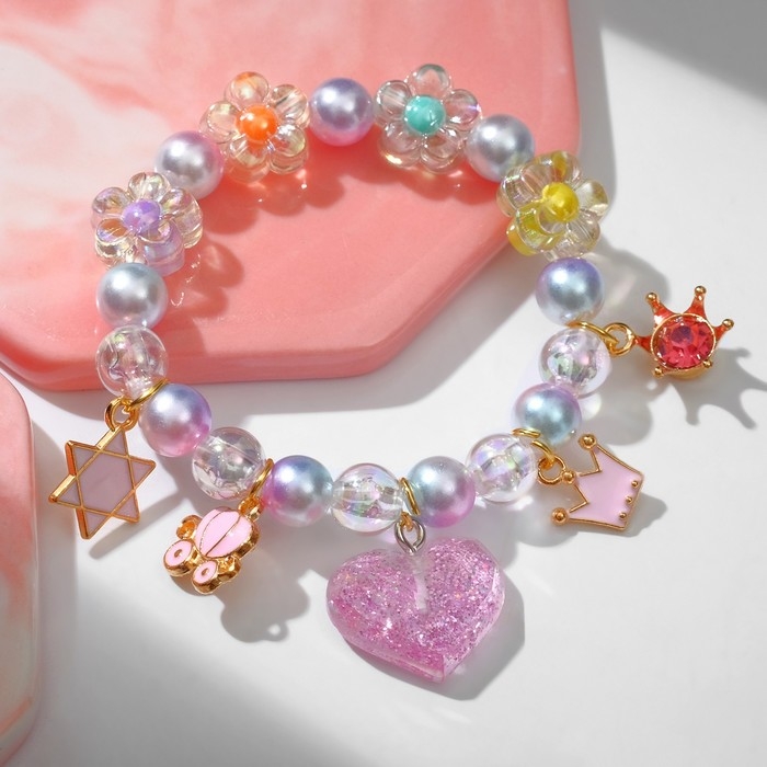 Браслет детский «Выбражулька» принцесса, с цветами, цветной в золоте Браслет детский «Выбражулька» принцесса, с цветами, цветной в золоте