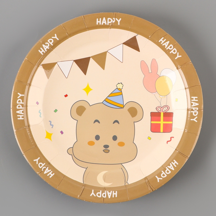 Тарелки бумажные &laquo;Счастливый медвежонок&raquo;, 6 шт.