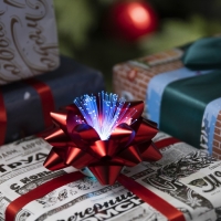 Светодиодная игрушка &laquo;Бант-звезда&raquo; 9 &times; 6 &times; 9 см, батарейки LR44х3 (в комплекте), свечение мульти, красная