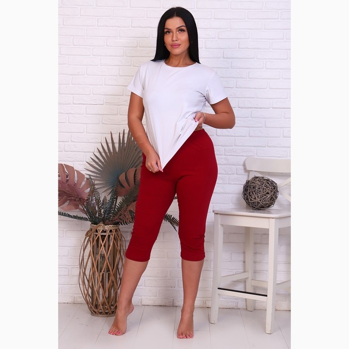 Бриджи домашние женские, цвет бордо, размер 60