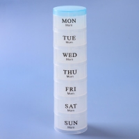 Таблетница - органайзер &laquo;Пирамида&raquo;, английские буквы, утро/день/вечер, d = 19,5 &times; 5 см, 7 контейнеров по 3 секции, цвет МИКС