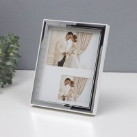 Фоторамка пластик на 2 фото 6х8,5 и 9х13 см "Яркие моменты" свет от USB, серебро 18х2х23 см   107050