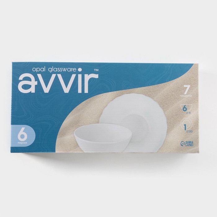 Набор салатников Доляна &laquo;Дива&raquo;, 7 предметов: 6 шт: d=11 см, 1 шт: d=20 см, стеклокерамика