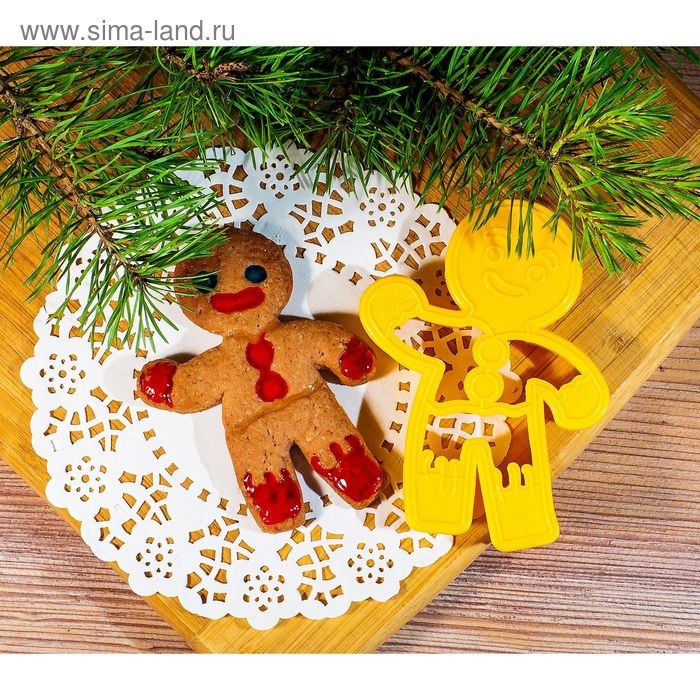 Форма для печенья &laquo;Пряничный человечек&raquo;, вырубка, штамп, 11,5&times;8 см, цвет жёлтый