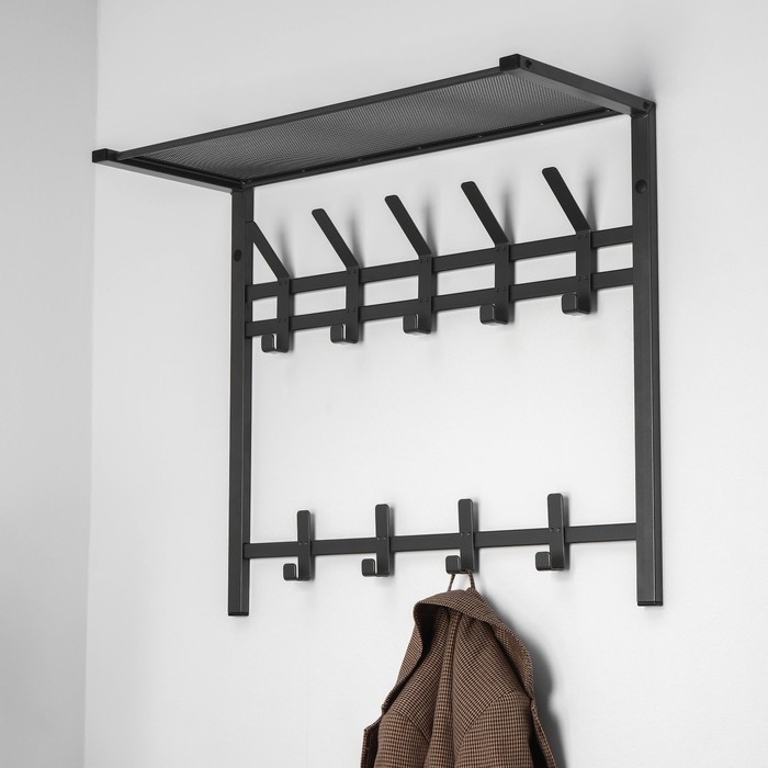 Вешалка с полкой 2-х ярусная &laquo;Торонто 22&raquo;, 67&times;27&times;58,5 см, цвет графит