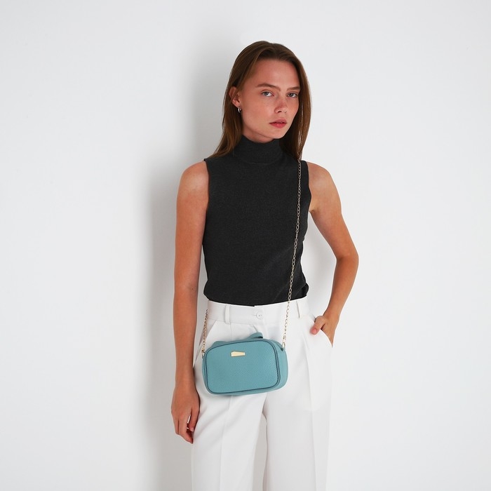 Сумка кросс-боди на молнии, цвет голубой