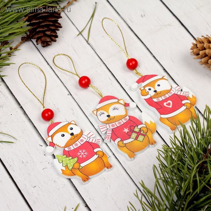 Подвеска новогодняя &laquo;Лисичка&raquo;, МИКС