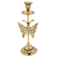 Подсвечник "Цветная бабочка" латунь, перламутр 8,5х8,5х22 см