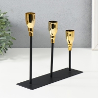 Подсвечник металл на 3 свечи "Ахиллес" чёрный с золотом 20х6х18 см Подсвечник металл на 3 свечи "Ахиллес" чёрный с золотом 20х6х18 см