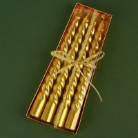 Новогодние свечи витые &laquo;Новый год: Счастливого нового года и рождества&raquo;, без аромата, набор 4 шт, высота 15 см