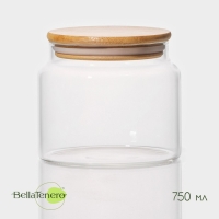 Банка стеклянная для хранения сыпучих продуктов BellaTenero &laquo;Эко&raquo;, 750 мл, 12&times;10,5 см, с бамбуковой крышкой