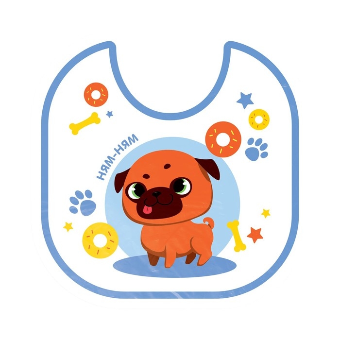 Нагрудник для кормления &laquo;ТРЕНД. Мопс&raquo; непромокаемый на завязках