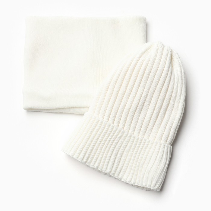 Комплект детский (шапка, снуд), цвет молочный, размер 52-56 Комплект детский (шапка, снуд), цвет молочный, размер 52-56