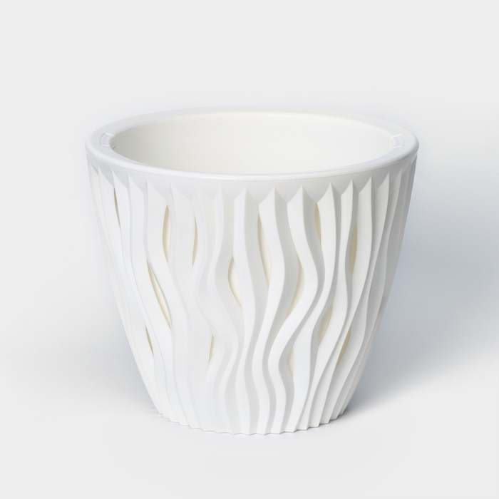 Кашпо для цветов со вставкой &laquo;Вдохновение&raquo;, 2,25 л, d=17,5 см, h=15 см, белое