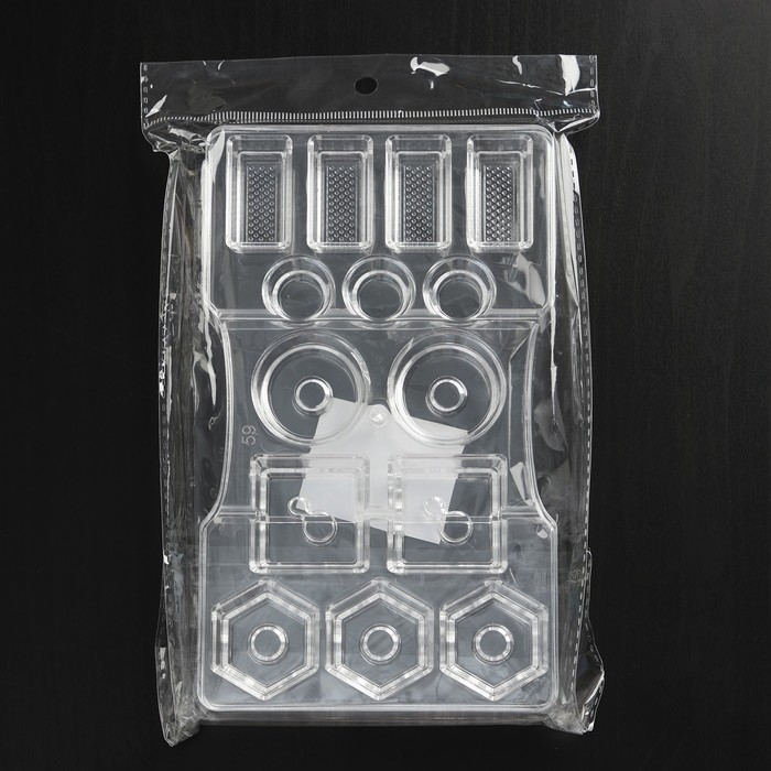 Форма для конфет и шоколада &laquo;Ассорти&raquo;, 14 ячеек, 20&times;12&times;2,5 см, цвет прозрачный