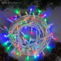 Гирлянда &laquo;Нить&raquo; 10 м, IP65, УМС, белая нить, 100 LED, свечение мульти, 220 В
