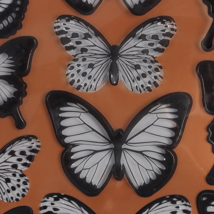 Наклейка пластик интерьерная "Бабочки полупрозрачные" чёрные набор 18 шт 5; 6; 7 см