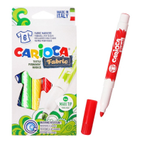 Фломастеры для ткани 6 цветов Carioca "Fabric Liner" 6.0 мм, картон, европодвес Фломастеры для ткани 6 цветов Carioca "Fabric Liner" 6.0 мм, картон, европодвес