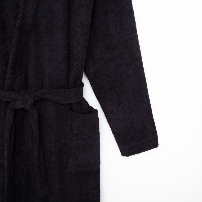 Халат махровый Экономь и Я, мужской размер 48-50 цвет чёрный, 100% хлопок с AIRO, 320 г/м2 Халат махровый Экономь и Я, мужской размер 48-50 цвет чёрный, 100% хлопок с AIRO, 320 г/м2