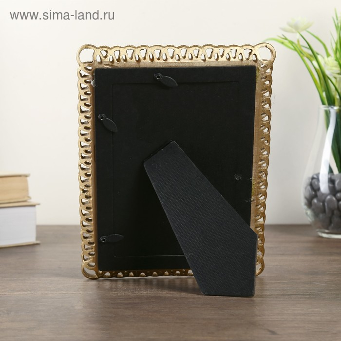 Фоторамка полистоун 10х15 см Фоторамка полистоун 10х15 см "Петельки" золото с зеркалом 20,7х15,7 см