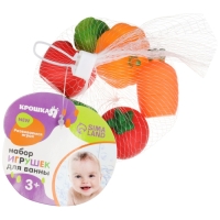 Набор резиновых игрушек для ванны &laquo;Овощи-Фрукты&raquo;, с пищалкой, 6 шт, виды МИКС, Крошка Я