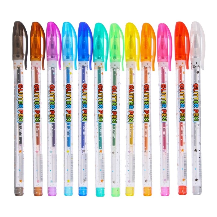 Набор гелевых ручек, 12 цветов, металлик, корпус с рисунком, в блистере на кнопке Набор гелевых ручек, 12 цветов, металлик, корпус с рисунком, в блистере на кнопке