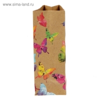 Пакет подарочный крафтовый вертикальный, упаковка, &laquo;Бабочки&raquo;, ML 23 х 27 х 11,5 см