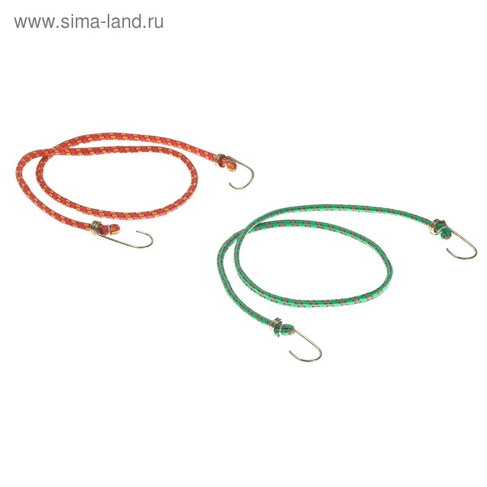 Резинка для крепления багажа TORSO, 100 см, d8 мм, металлические крючки, МИКС, набор 2 шт