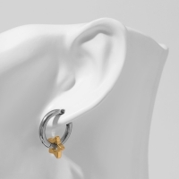 Пирсинг в ухо &laquo;Кольцо&raquo; звезда, d=12 мм, цвет серебристо-золотой