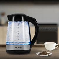 Чайник HYK-G3803 1.7л. 2200Вт черный серебристый